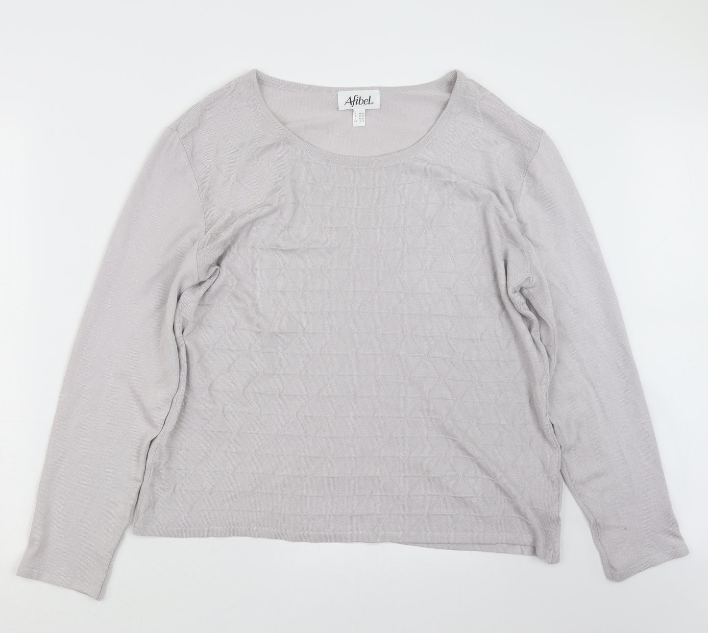 Afibel Womens Grey  Knit Pullover Jumper Size 16
