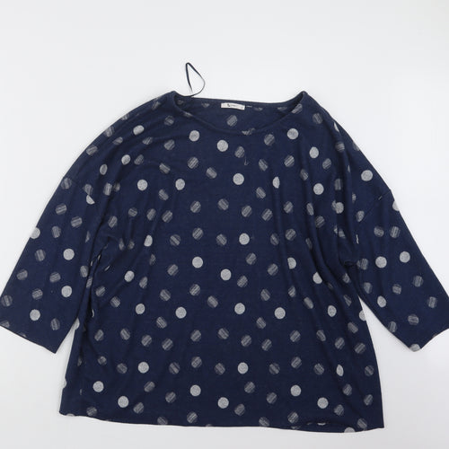 TU Womens Blue Polka Dot  Pullover Jumper Size 22