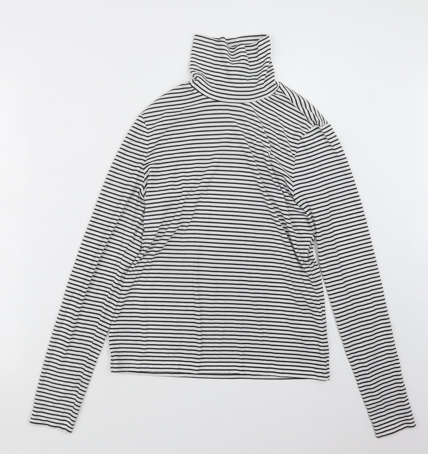 H&M Womens Black Striped  Basic T-Shirt Size M