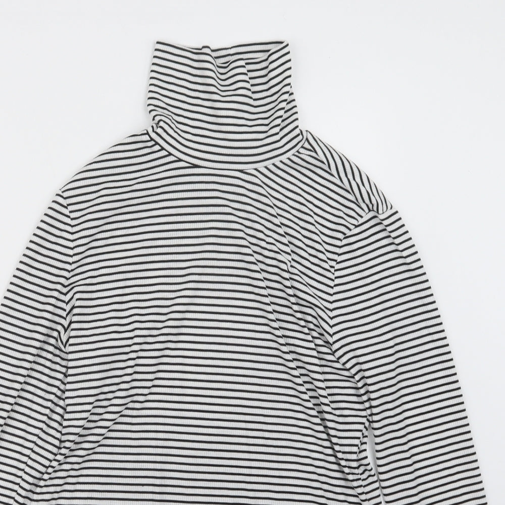 H&M Womens Black Striped  Basic T-Shirt Size M
