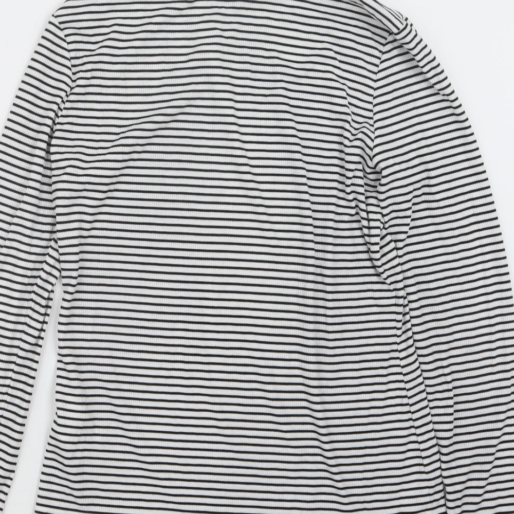 H&M Womens Black Striped  Basic T-Shirt Size M