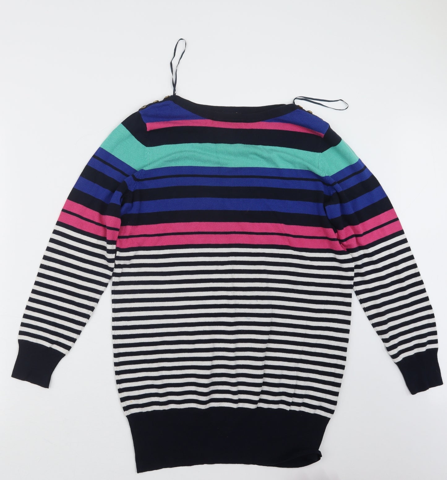F&F Womens Blue Striped Knit Pullover Jumper Size 16