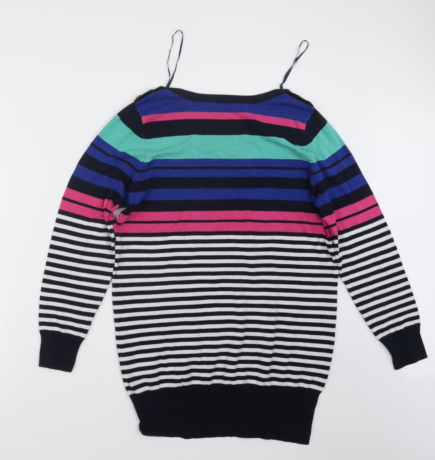 F&F Womens Blue Striped Knit Pullover Jumper Size 16