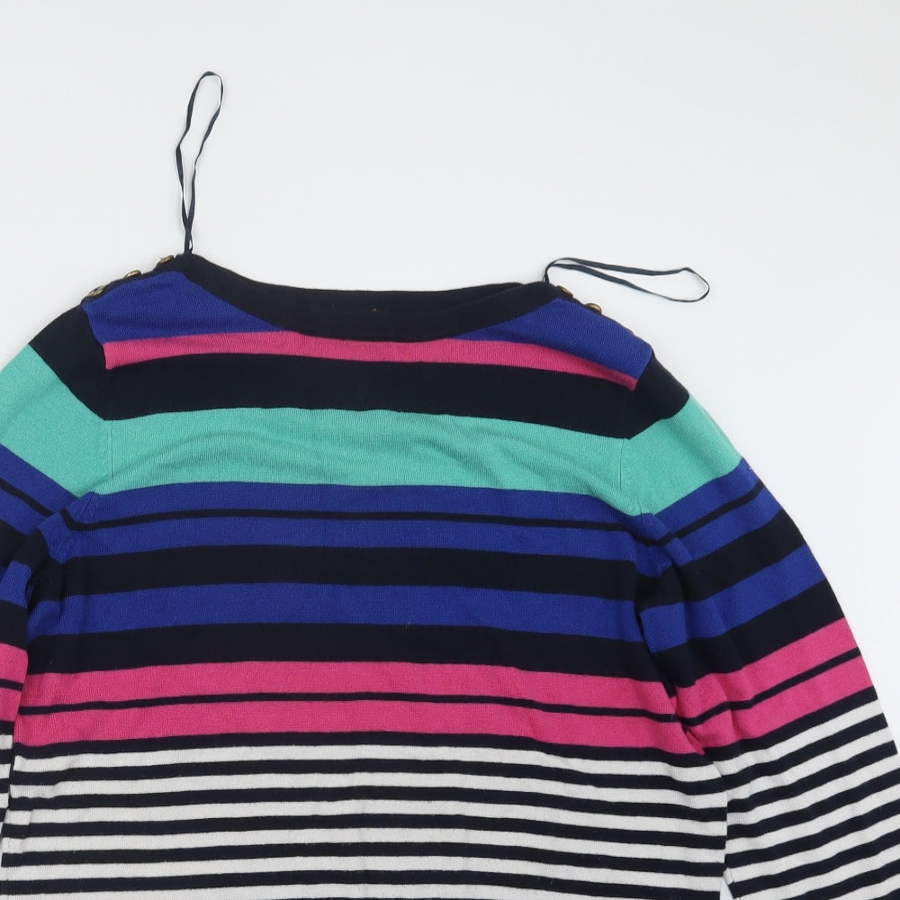 F&F Womens Blue Striped Knit Pullover Jumper Size 16