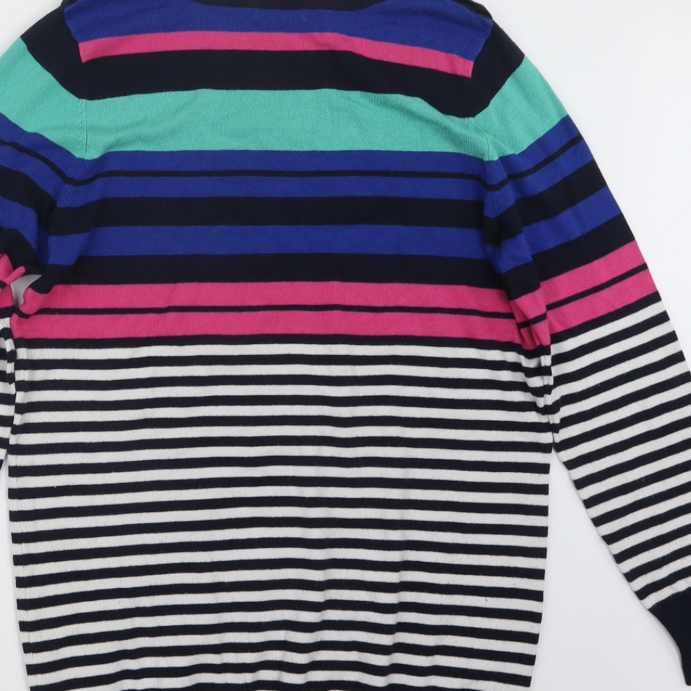 F&F Womens Blue Striped Knit Pullover Jumper Size 16