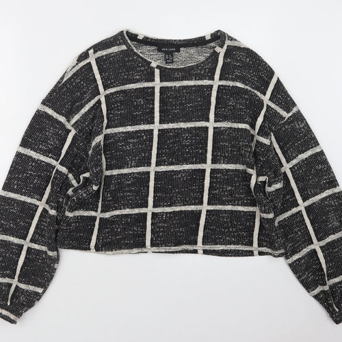 New Look Womens Black Check Knit Pullover Jumper Size M