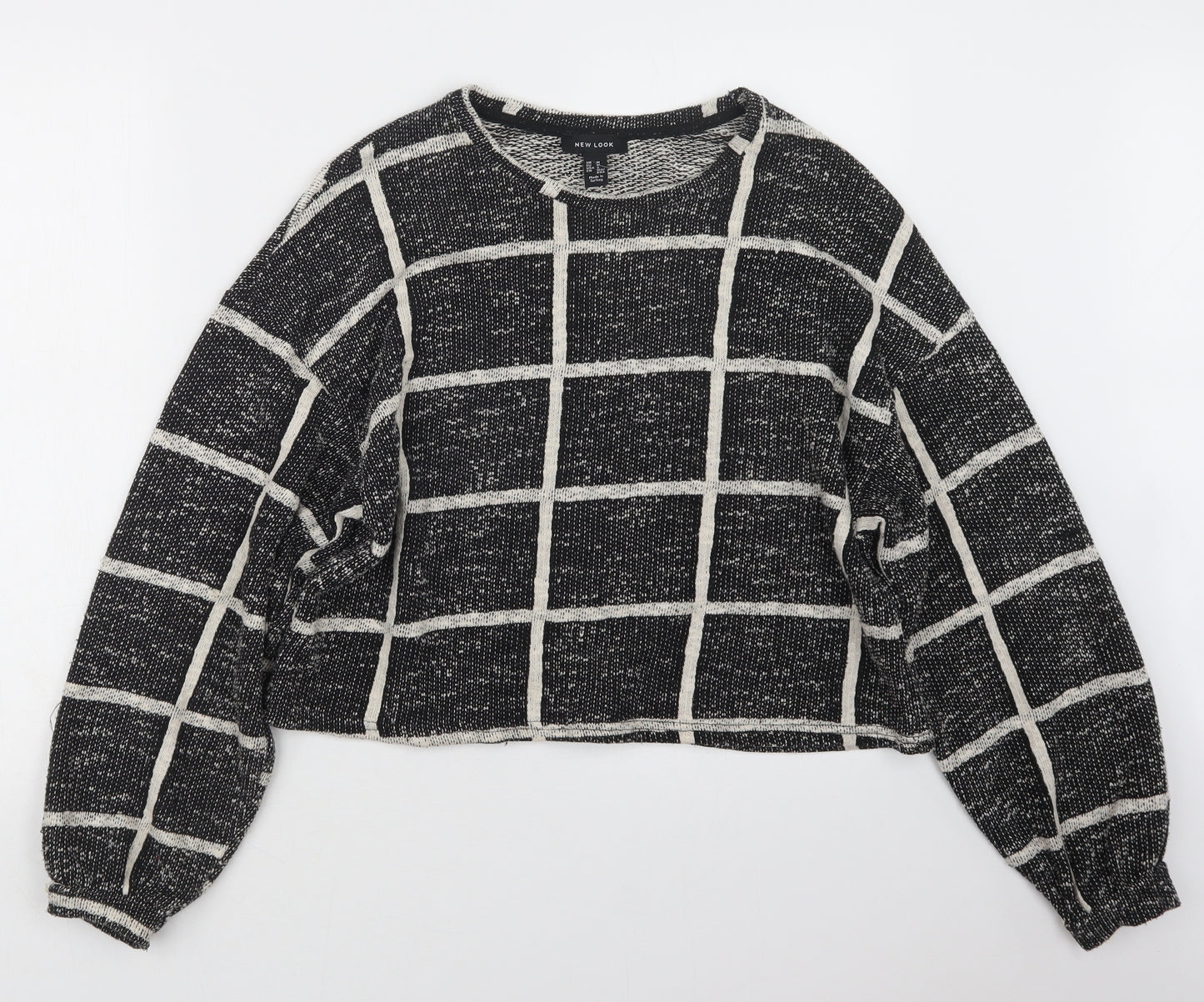 New Look Womens Black Check Knit Pullover Jumper Size M