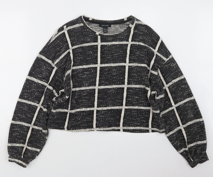New Look Womens Black Check Knit Pullover Jumper Size M