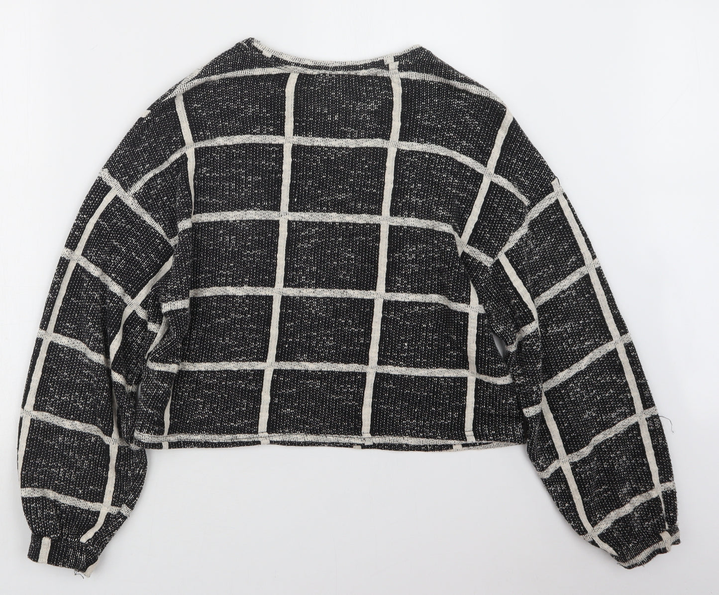 New Look Womens Black Check Knit Pullover Jumper Size M