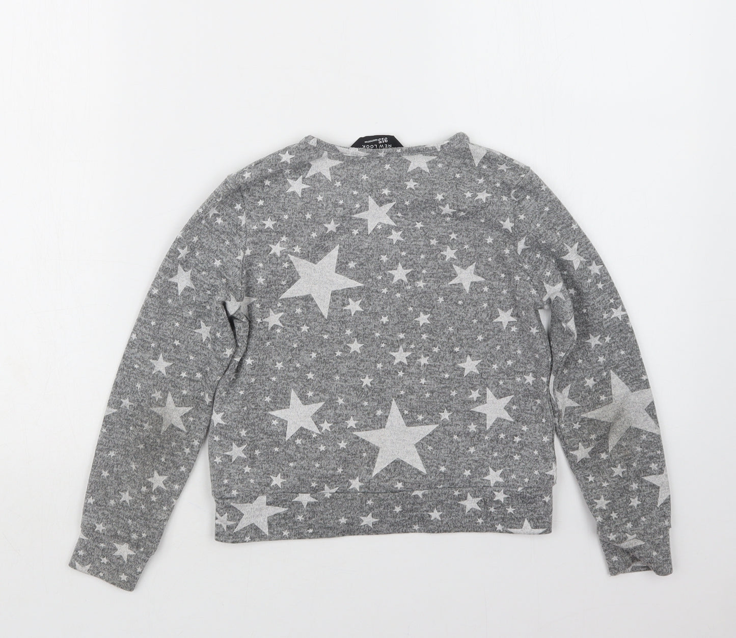 New Look Girls Grey Geometric  Pullover Jumper Size 7-8 Years