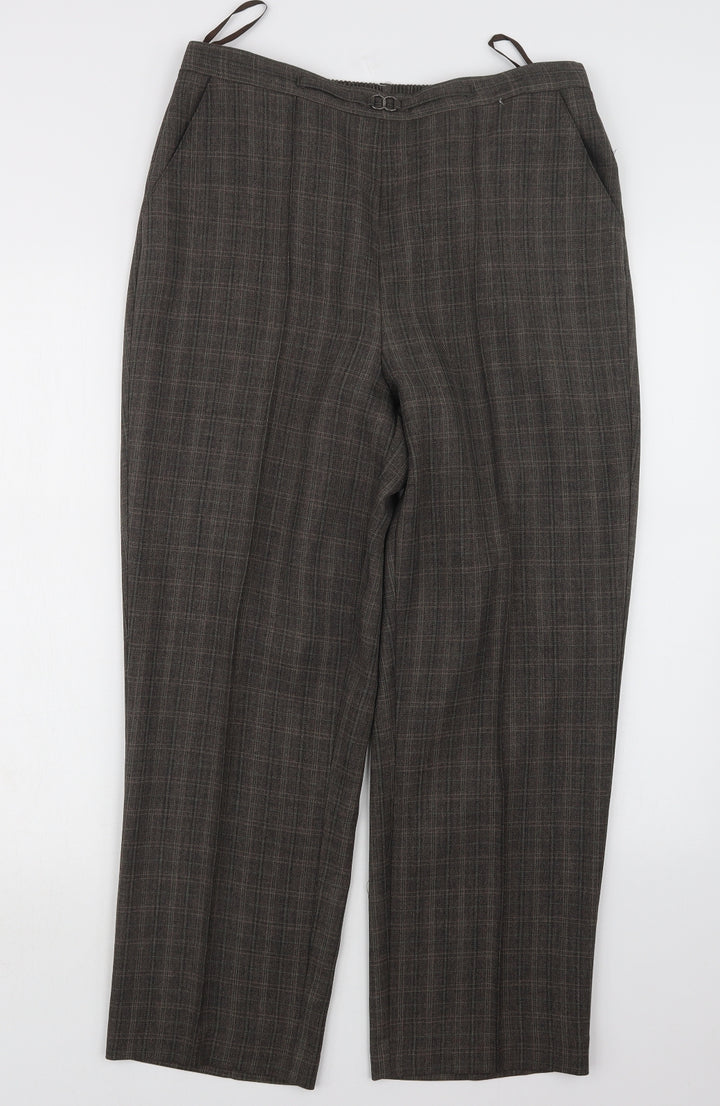 BM Womens Brown Check  Trousers  Size 12 L26 in
