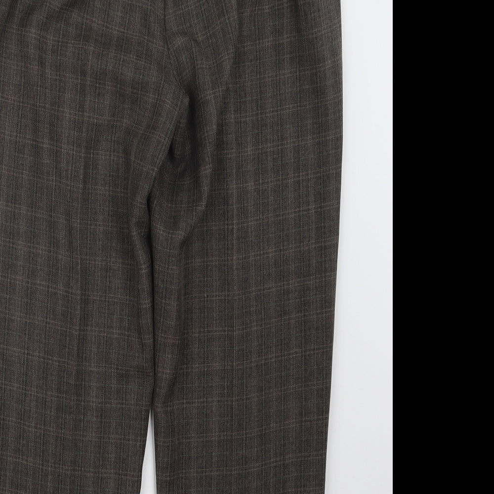 BM Womens Brown Check  Trousers  Size 12 L26 in