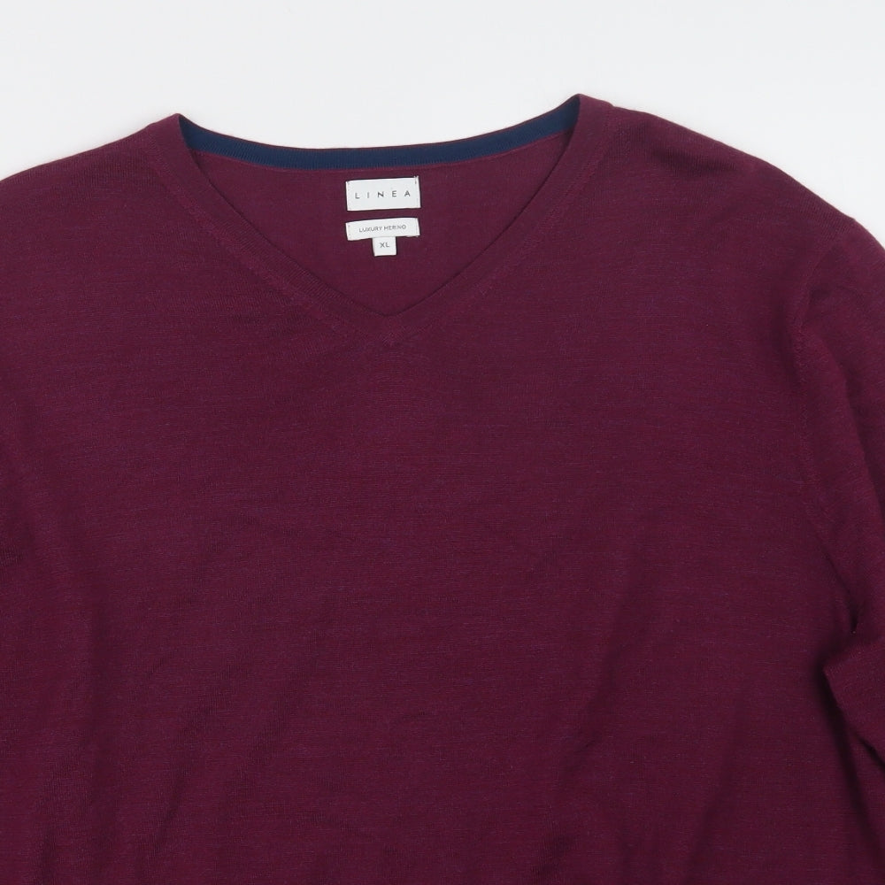 Linea Mens Purple  Knit Pullover Jumper Size XL