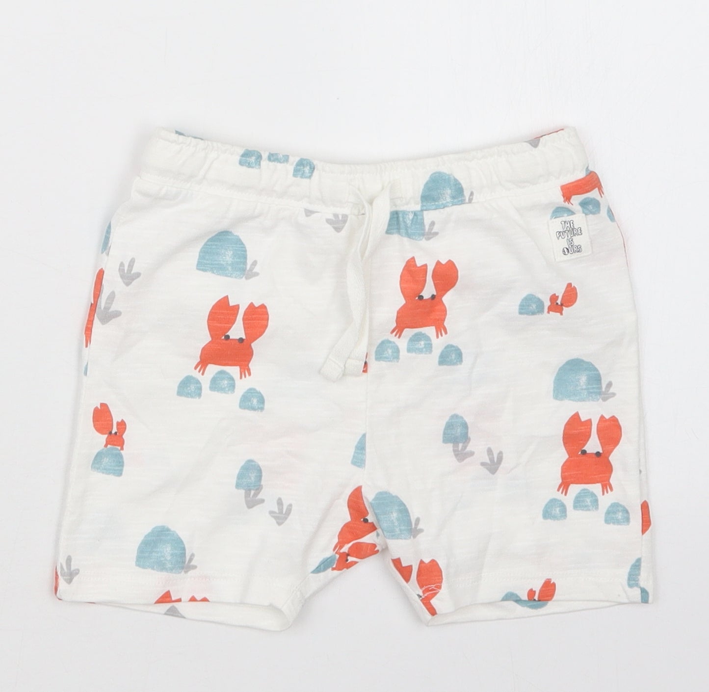 Marks and Spencer Boys White Geometric  Bermuda Shorts Size 2-3 Years