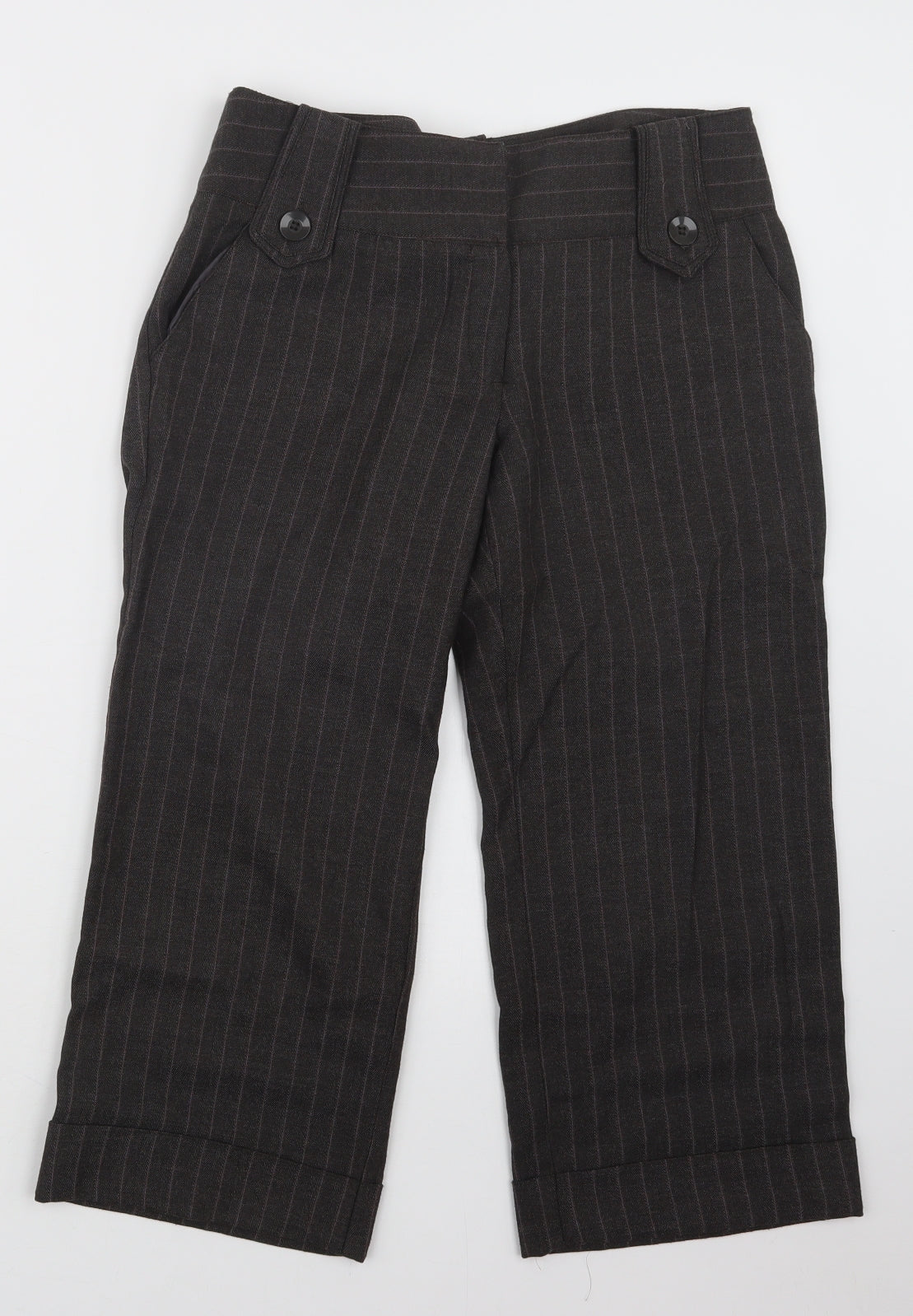 New Look Womens Brown Striped  Cropped Trousers Size 8 L22 in
