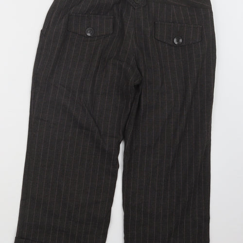 New Look Womens Brown Striped  Cropped Trousers Size 8 L22 in