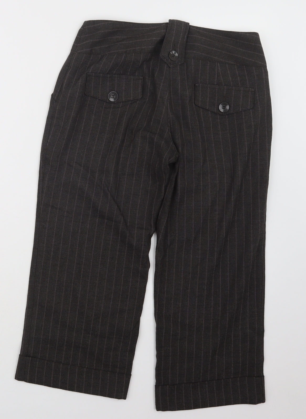 New Look Womens Brown Striped  Cropped Trousers Size 8 L22 in
