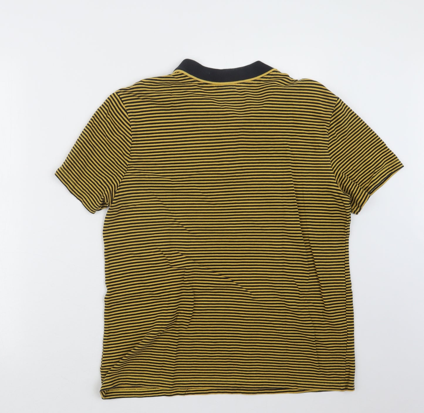 H&M Mens Yellow Striped   Polo Size M
