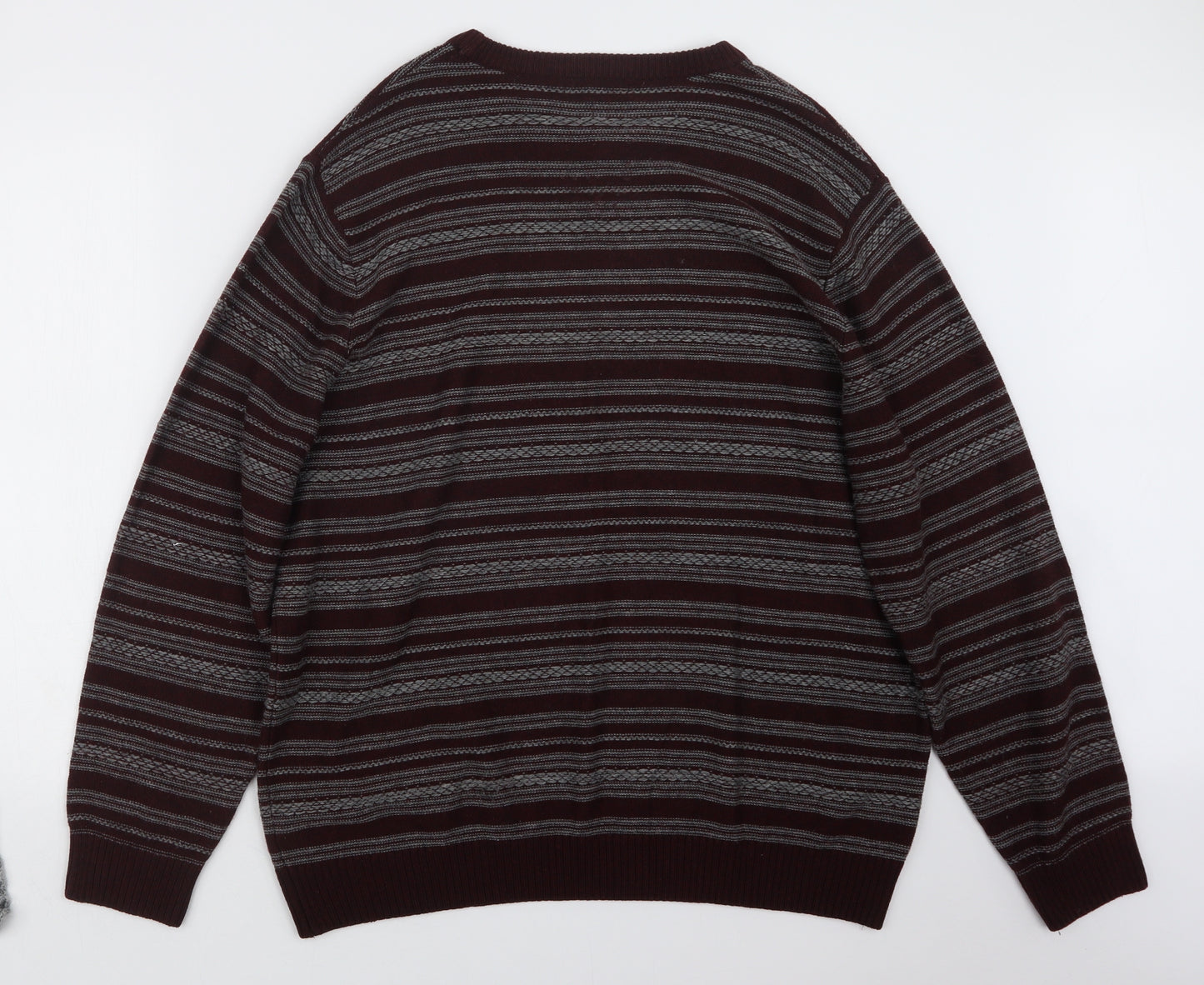 George Mens Purple Striped Knit Pullover Jumper Size 2XL