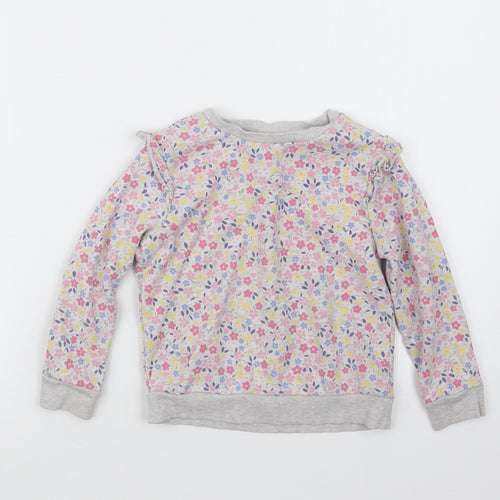 George Girls Grey Floral  Pullover Jumper Size 3-4 Years