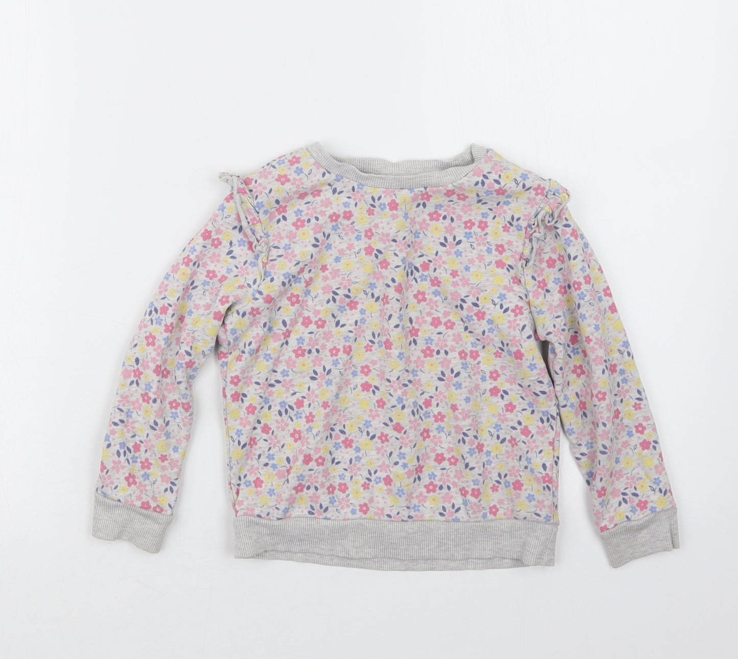 George Girls Grey Floral  Pullover Jumper Size 3-4 Years