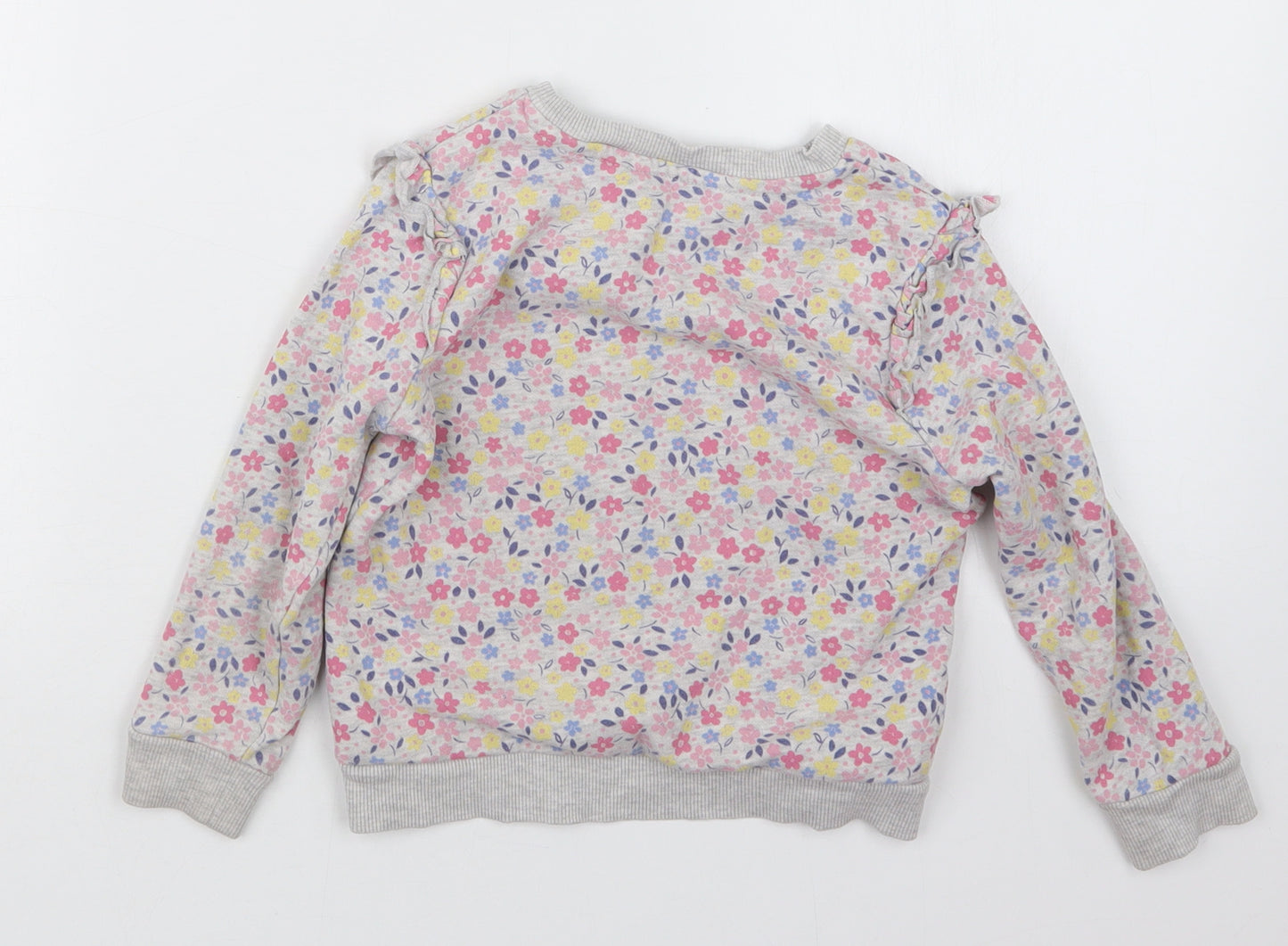 George Girls Grey Floral  Pullover Jumper Size 3-4 Years