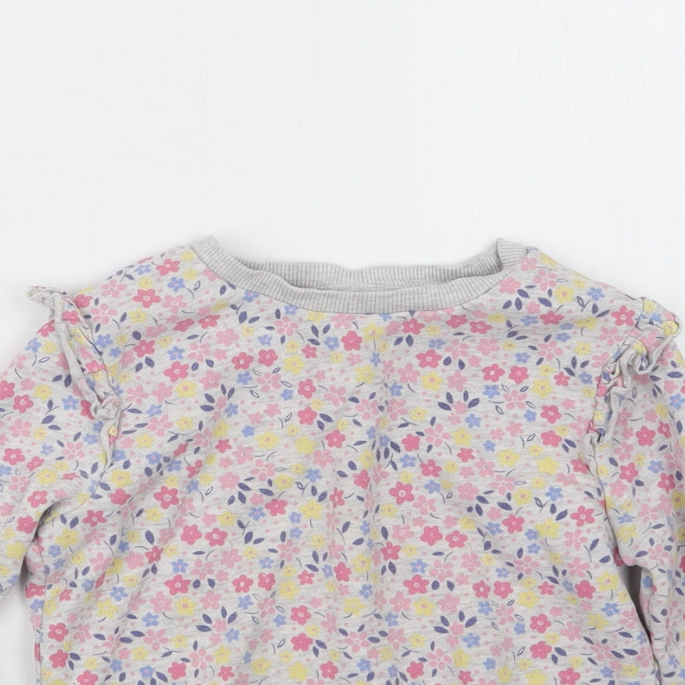 George Girls Grey Floral  Pullover Jumper Size 3-4 Years
