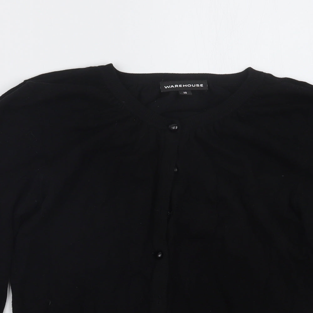 Warehouse Womens Black  Knit Cardigan Jumper Size 10