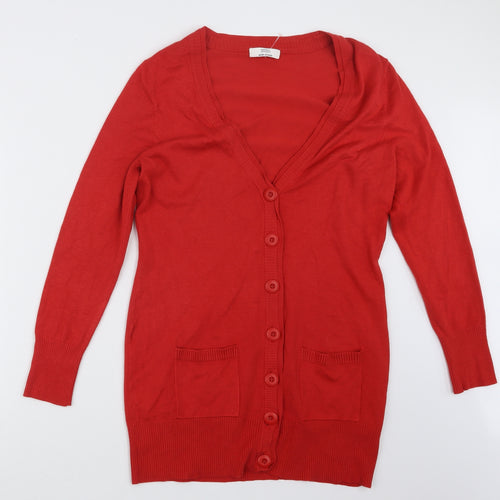 Marks and Spencer Womens Red  Knit Cardigan Jumper Size 12