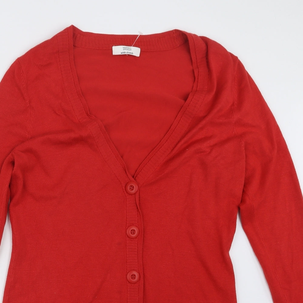 Marks and Spencer Womens Red  Knit Cardigan Jumper Size 12
