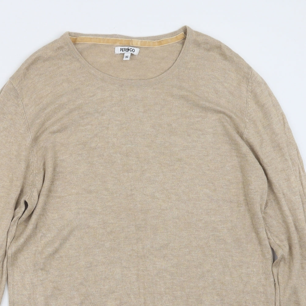 Pep&Co Womens Beige  Knit Pullover Jumper Size 16