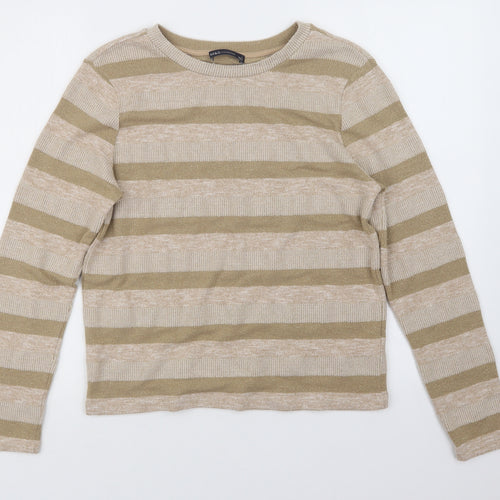 Marks and Spencer Womens Beige Striped Knit Pullover Jumper Size 14