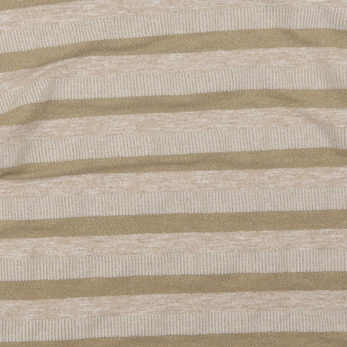 Marks and Spencer Womens Beige Striped Knit Pullover Jumper Size 14