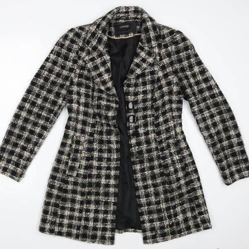 George Womens Black Check  Overcoat Coat Size 10