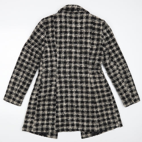 George Womens Black Check  Overcoat Coat Size 10