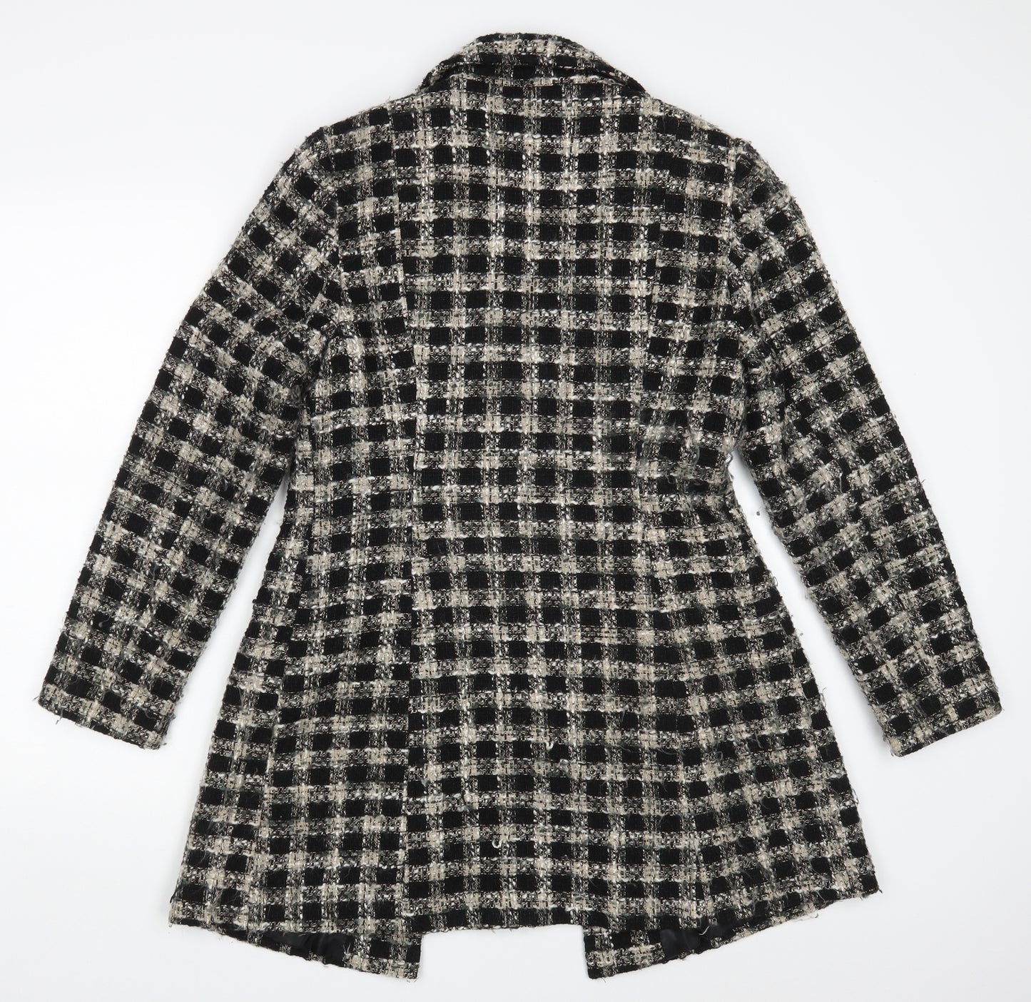 George Womens Black Check  Overcoat Coat Size 10
