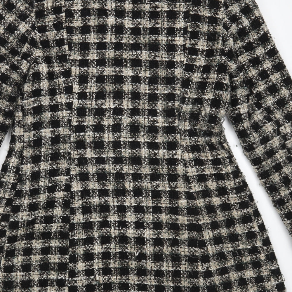 George Womens Black Check  Overcoat Coat Size 10