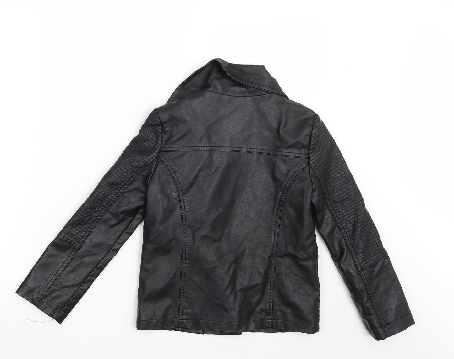 M&S Girls Black   Biker Jacket Size 9-10 Years