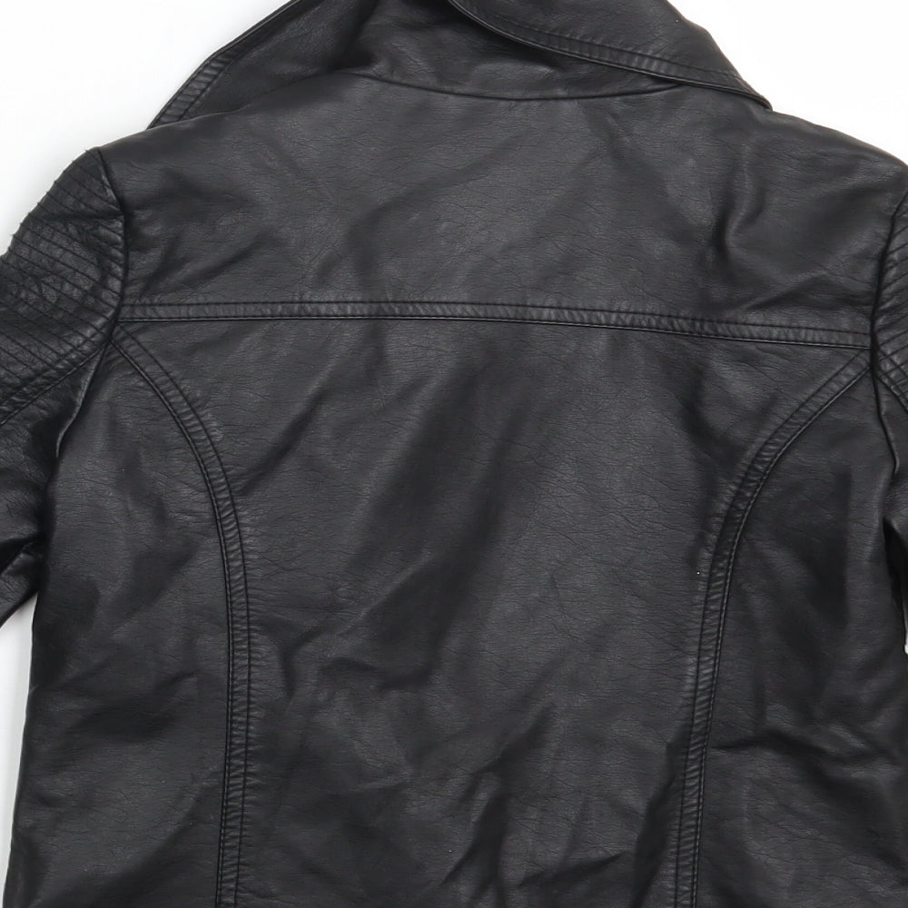 M&S Girls Black   Biker Jacket Size 9-10 Years