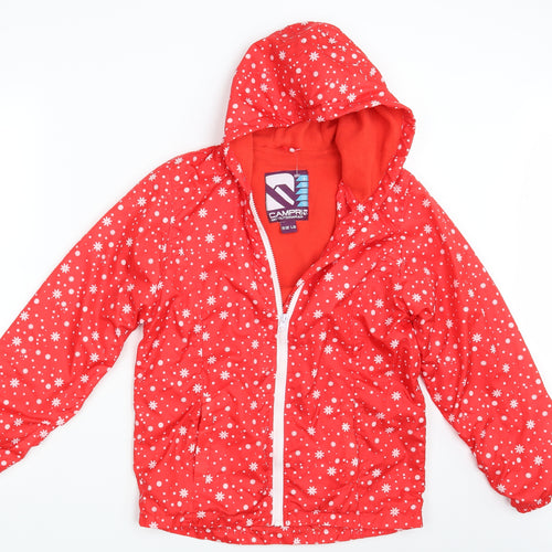 Campri Girls Red Floral  Ski Jacket Coat Size 11-12 Years