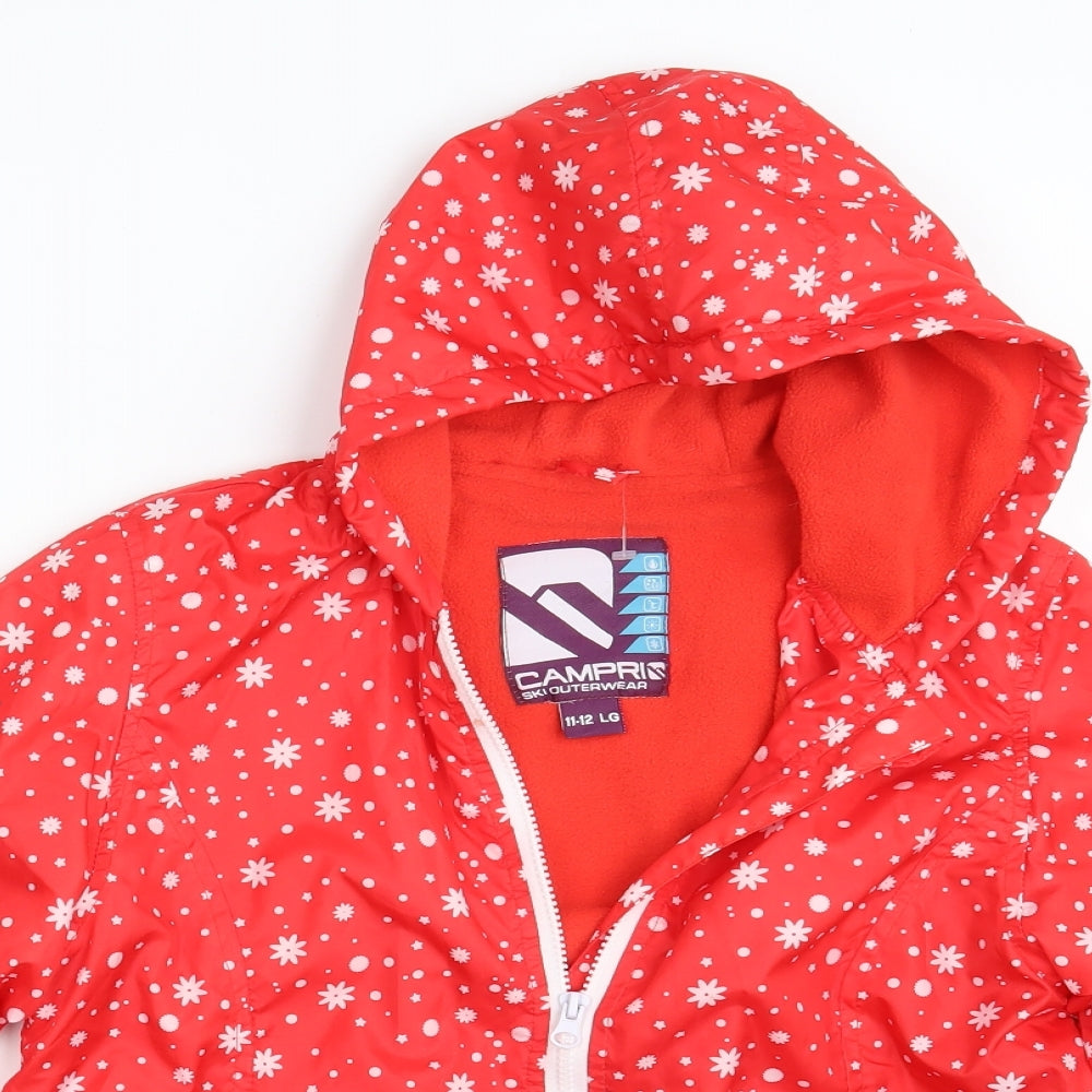 Campri Girls Red Floral  Ski Jacket Coat Size 11-12 Years