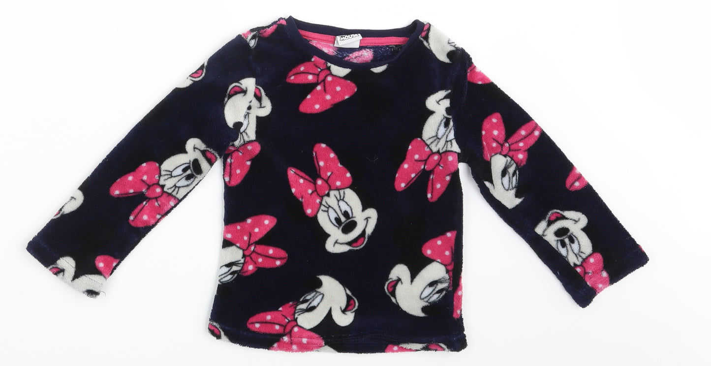 Disney Girls Blue Animal Print  Pullover Jumper Size 3-4 Years  - Minnie Mouse
