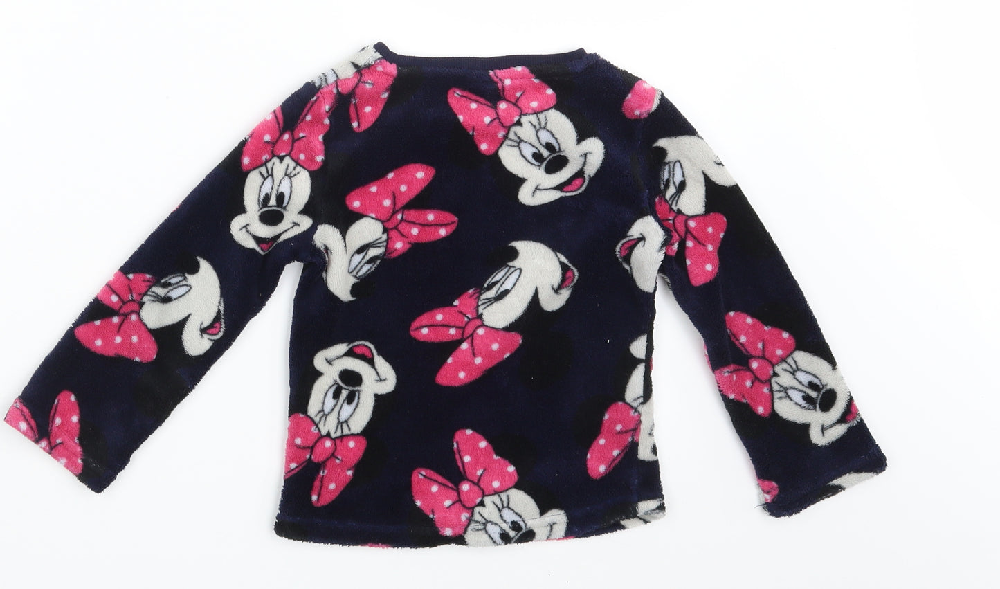 Disney Girls Blue Animal Print  Pullover Jumper Size 3-4 Years  - Minnie Mouse