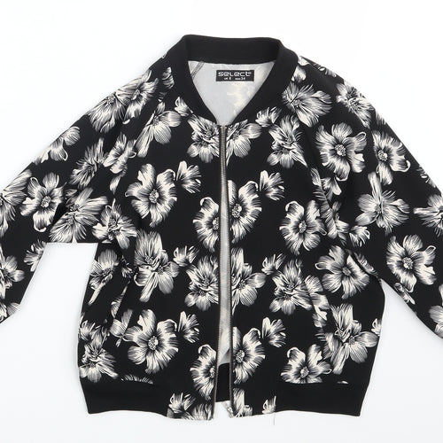 Select Womens Black Floral  Jacket Coat Size 6