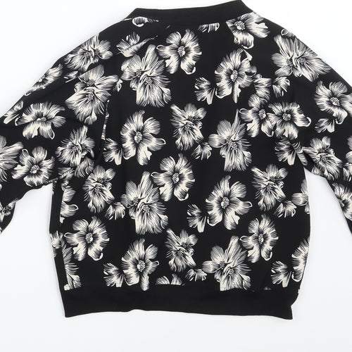 Select Womens Black Floral  Jacket Coat Size 6