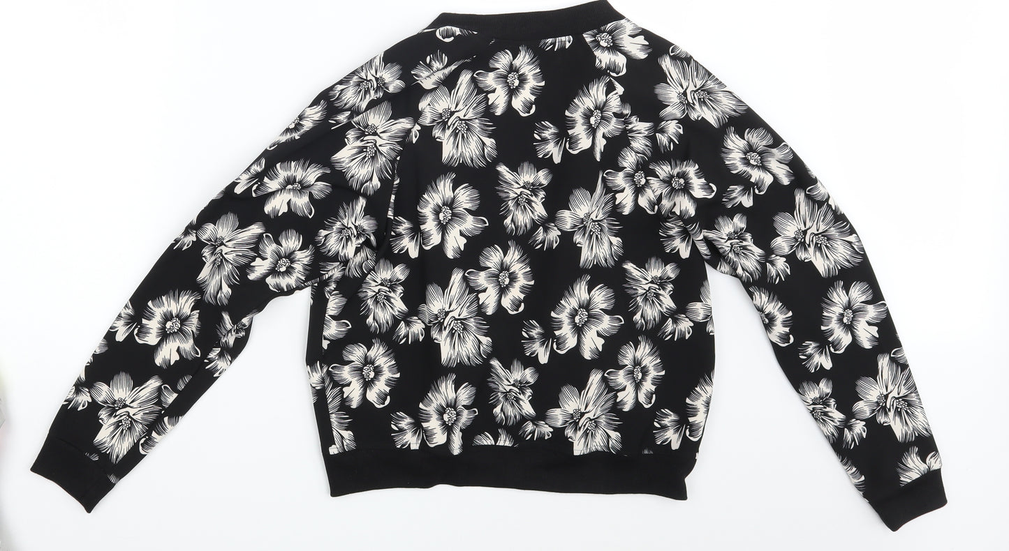 Select Womens Black Floral  Jacket Coat Size 6