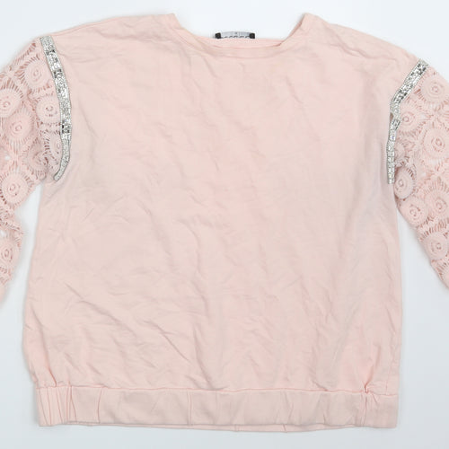 Select Womens Pink Floral  Pullover Jumper Size M