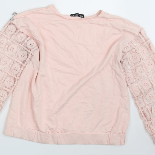 Select Womens Pink Floral  Pullover Jumper Size M