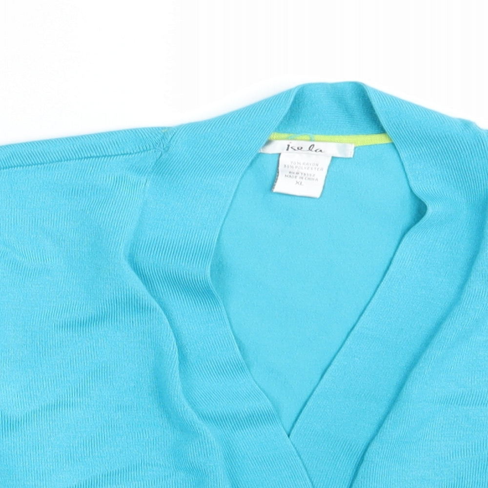 Isela Womens Blue  Rayon Cardigan Jumper Size XL