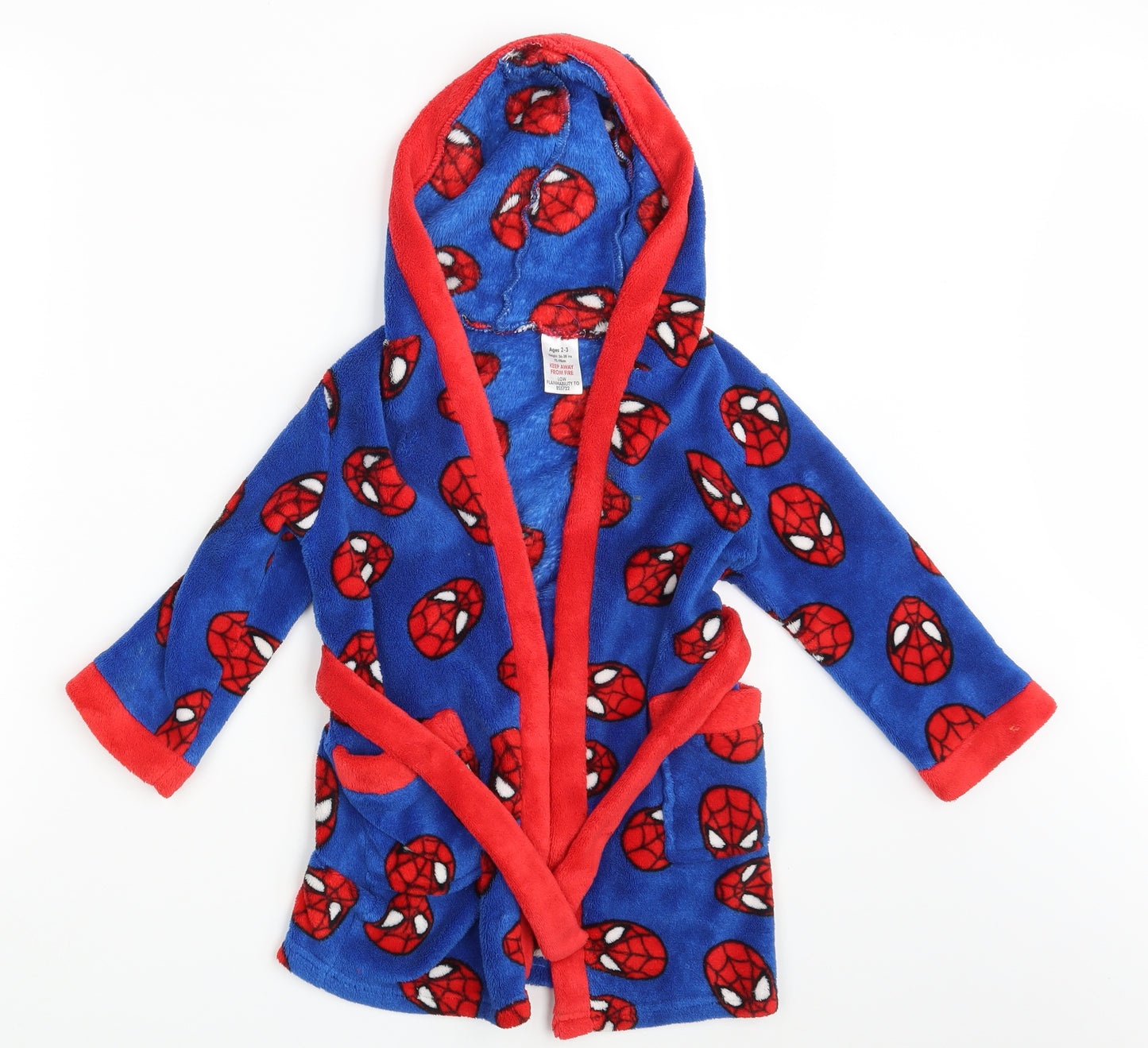 Spiderman Boys Blue Animal Print   Robe Size 2-3 Years  - Spider Man